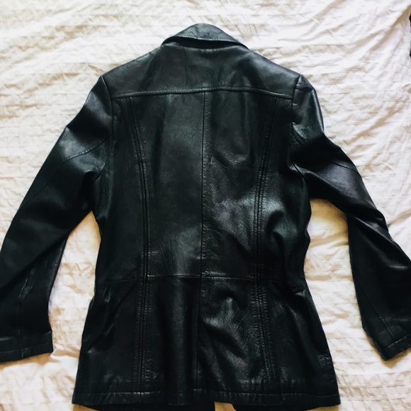 Vintage Black Leather Blazer - Picture 3 of 5